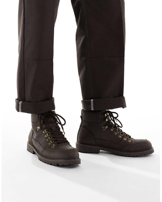 SEQWL Black Lace Up Boots With Contrast Laces for men