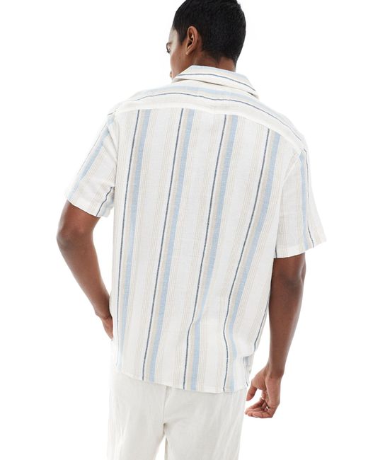 Hollister White Dobby Short Sleeve Striped Shirt for men