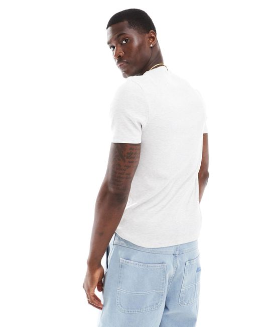 T-shirt côtelé près du corps - grège chiné ASOS pour homme en coloris White
