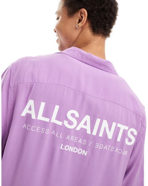 AllSaints Purple Access Underground Short Sleeve Shirt for men