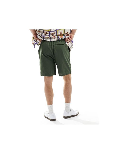 Another Influence – shorts aus leinenmischung in Green für Herren