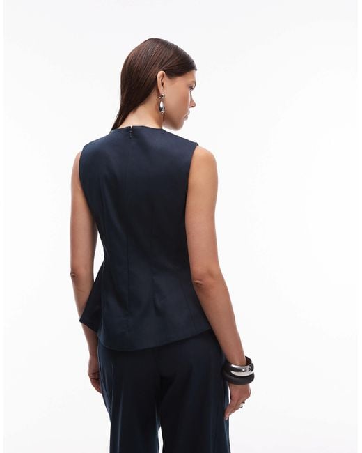 ASOS Blue Fitted Peplum Top With Tab Detail Co-Ord