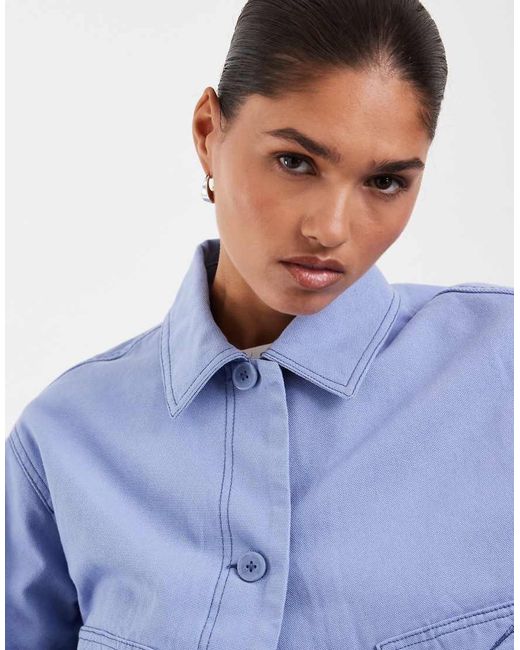 ASOS Blue Short Cotton Harrington Jacket