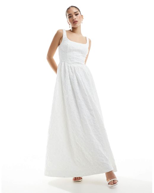 Forever New White Bridal Jacquard Maxi Dress