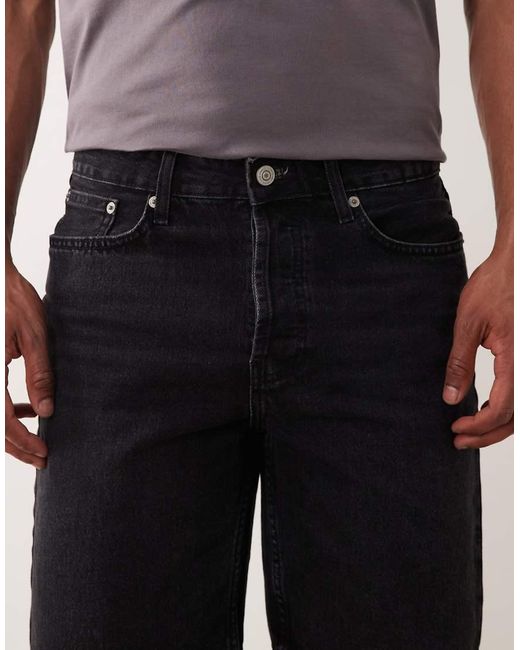 Only & Sons Black Edge Straight Fit Denim Shorts for men
