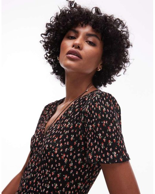 Mango Nette Midi Jurk Met V-Hals En Bloemenprint in het White