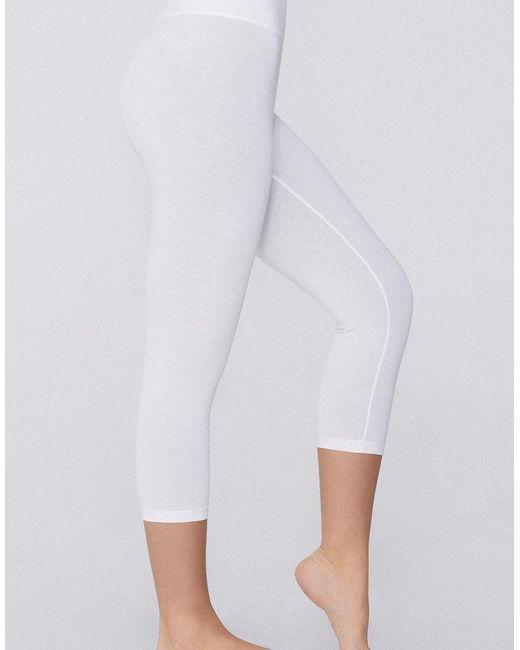 Tezenis White Cotton Capri Leggings