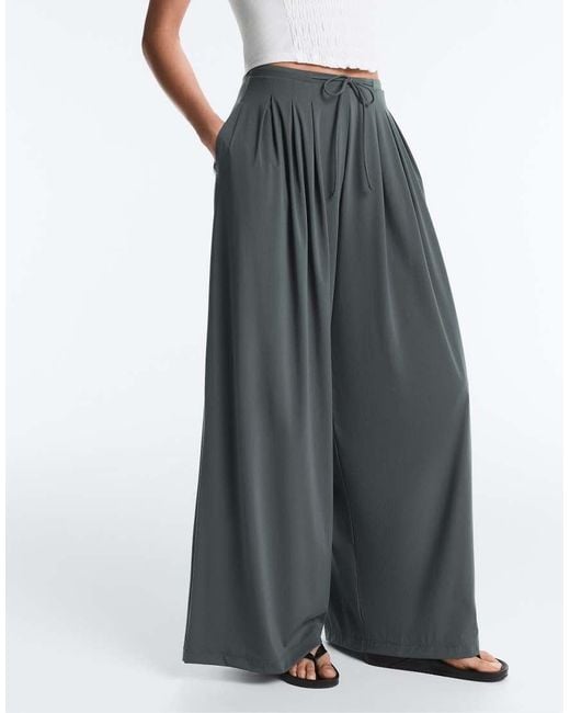 Oysho White Light Touch Wide-Leg Trousers