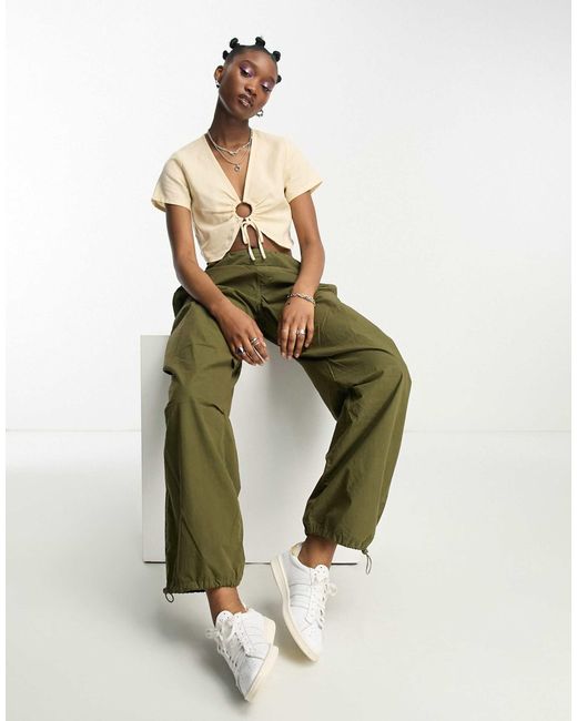 Daisy Street White Tie Front Linen Cami Crop Top-neutral