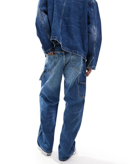 Weekday Blue Sphere Co-ord Relaxed Fit Jeans With Carpenter Styling for men