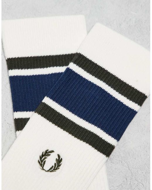 Calze Bianche Con Bordo A Contrasto di Fred Perry in White da Uomo