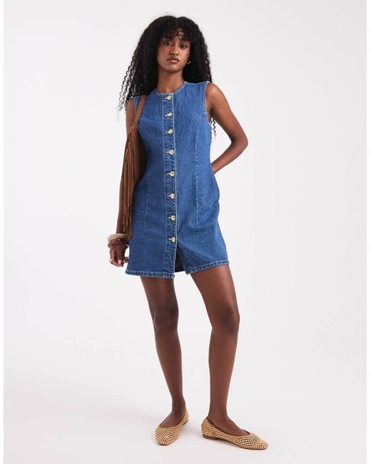 New Look Blue – tailliertes mini-jeanskleid