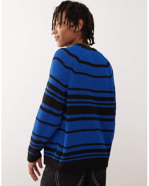 Weekday Blue Oversized Open Knit Jumper for men