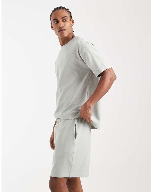 New Look Gray Co-ord Waffle Shorts for men