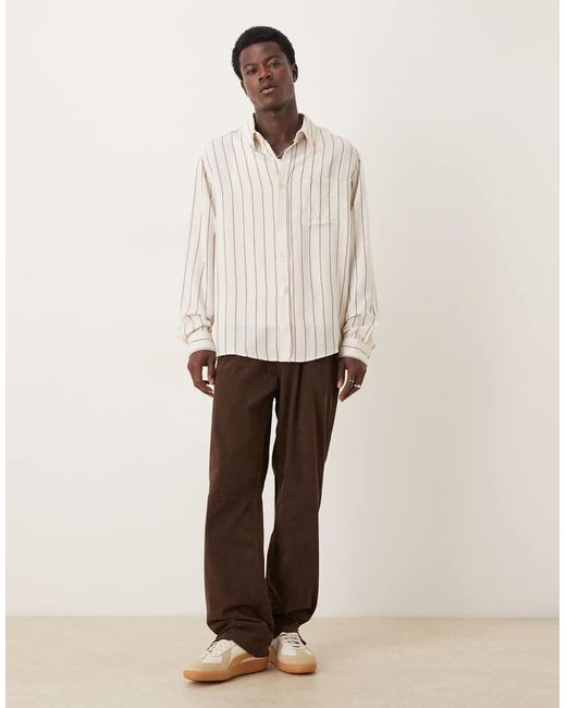 Camisa A Rayas Holgada De Tejido Efecto Lino De -Neutro ASOS de hombre de color Natural