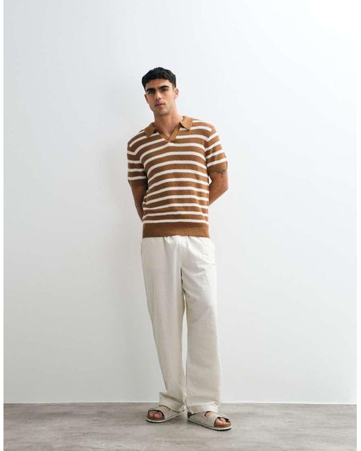 New Look Multicolor Knitted Stripe Polo for men