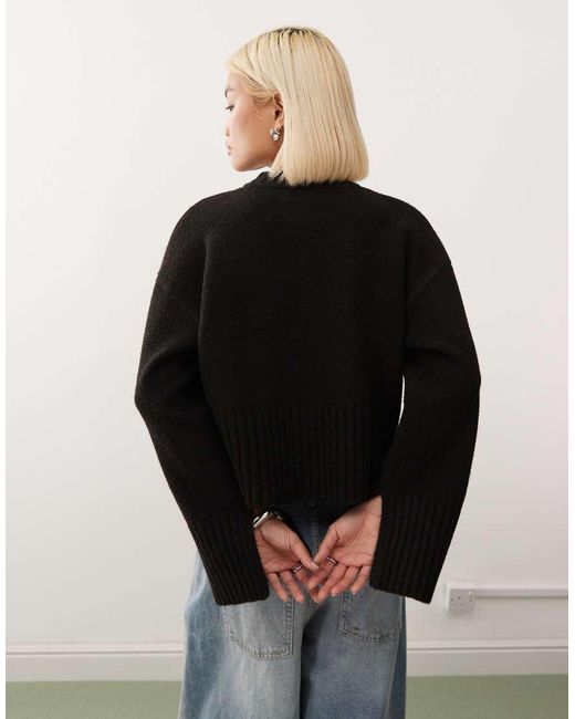 Monki Black Relaxed Crew Neck Jumper