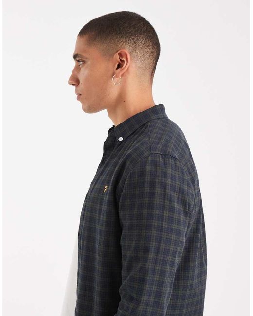 Farah Blue Millers Long Sleeve Shirt for men