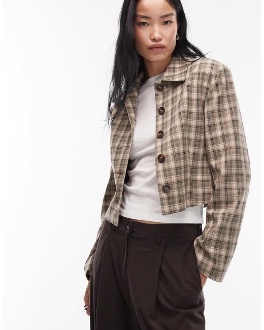 ASOS Gray Neat Fit Cropped Collared Jacket