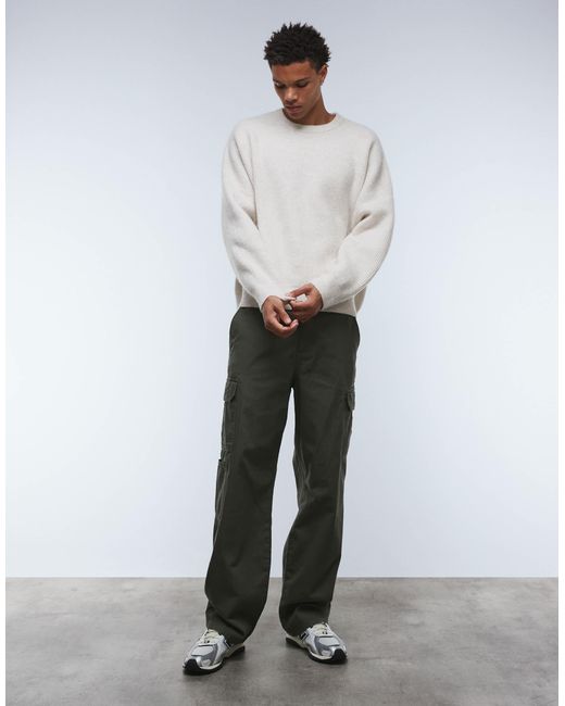 ASOS – kastiger pullover mit extremer oversie-passform aus grobstrick mit patentstrick in Natural für Herren
