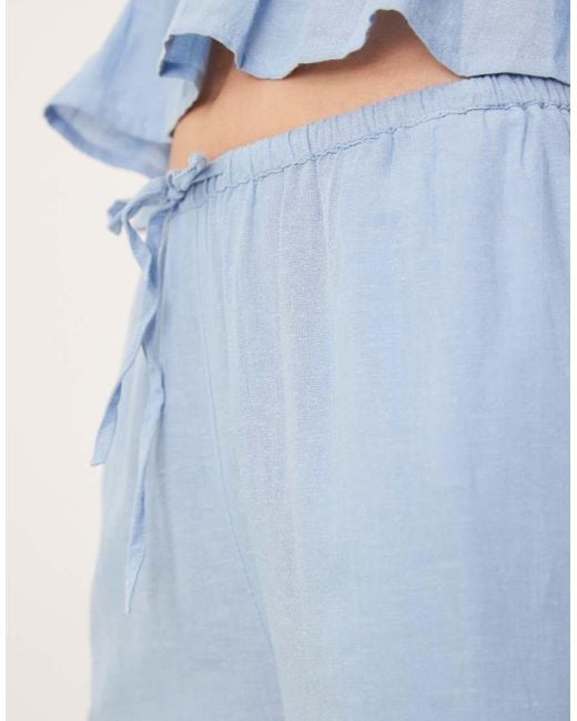Pantalones Playeros Azules Con Cinturilla Estrecha De (Parte De Un Conjunto) Iisla & Bird de color Blue