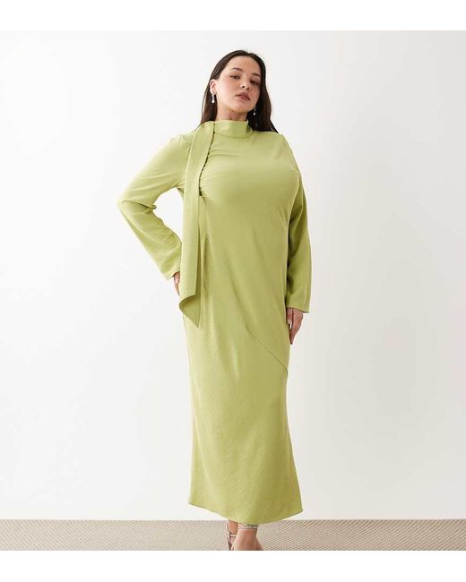 ASOS Green Asos Design Curve High Neck Scarf Detail Maxi Dress