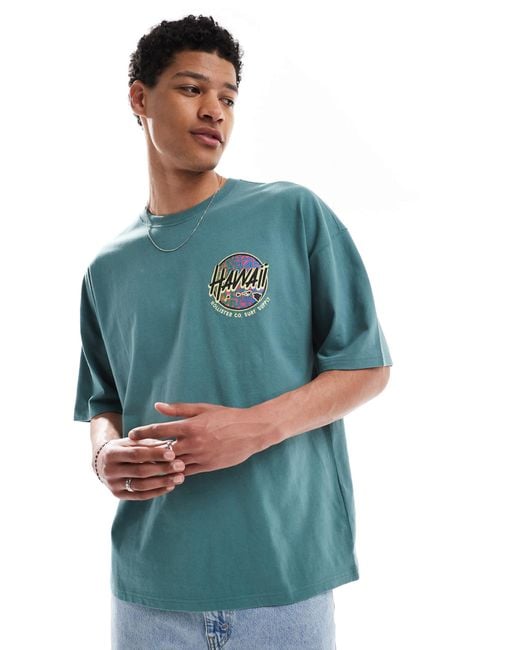 Hollister Blue baggy Motif Detail T-shirt for men