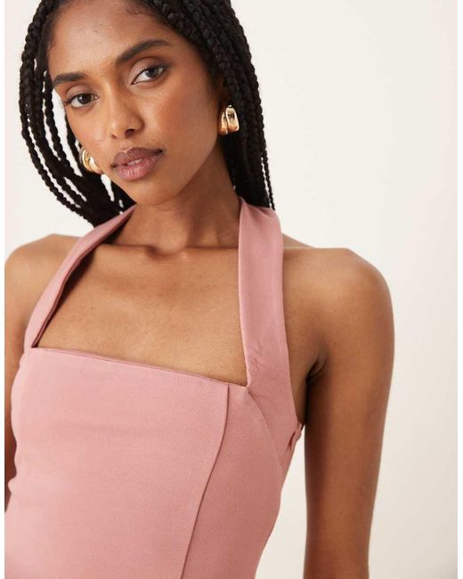 ASOS Pink Premium Ponte Halter Neck Top