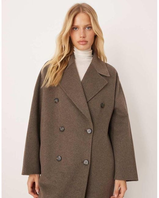 Mango Natural Wool Mix Double Breasted Midi Coat