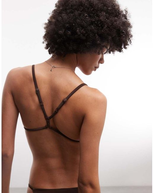 Monki Brown Triangle Bikini Top
