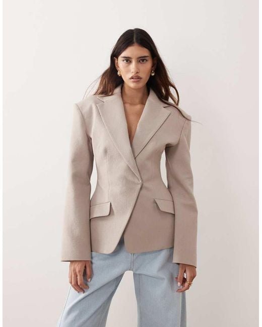 ARRANGE Natural Tailored Cinched Waist Blazer