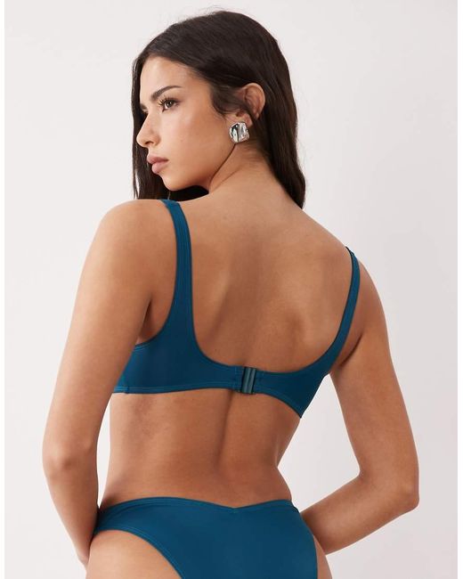 ASOS Blue Maya Mirissa Scoop Neck And Back Crop Bikini Top