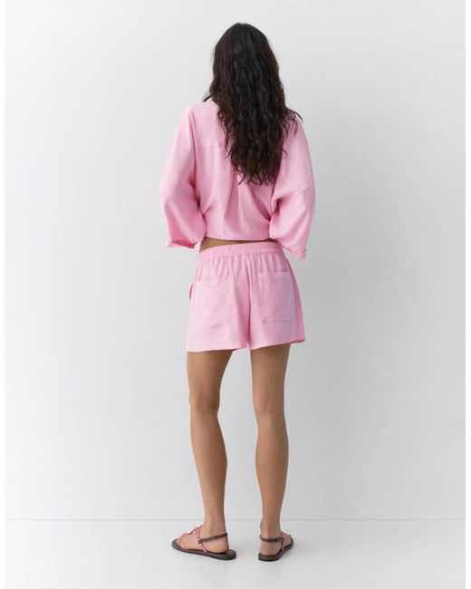 Pull&Bear Pink Linen Blend Shorts