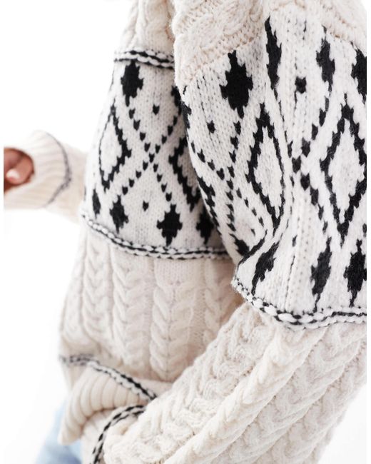 ONLY Gray Round Neck Argyle Knitted Jumper