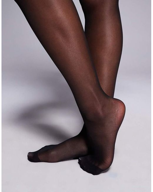 Ann Summers Naadloze Stay-Up Panty's Met Effen Zwarte Bovenkant in het Purple