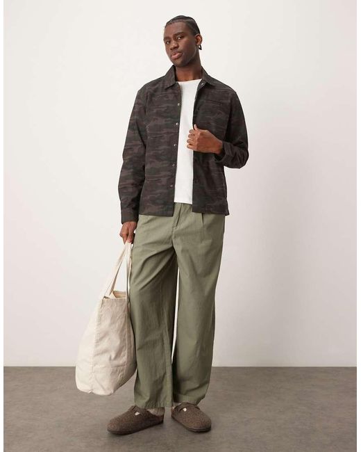New Look Shacket Met Camouflageprint in het Natural voor heren
