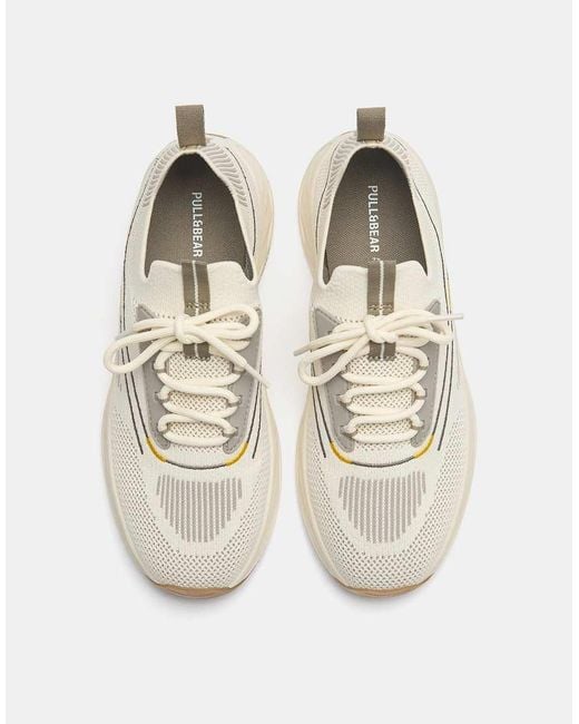 Pull&Bear White Fabric Trainers for men