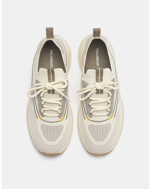 Pull&Bear White Fabric Trainers for men