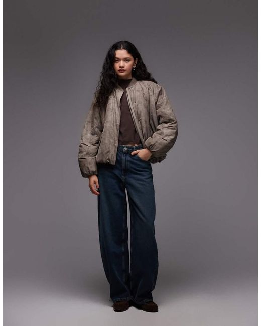 Collusion Gray Oversized Washed Bomber Jacket