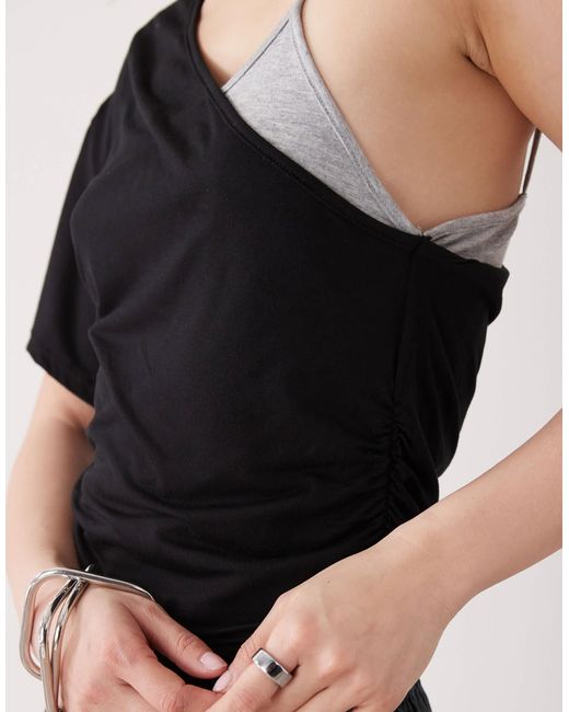 Collusion Black Double Layer Off-Shoulder Cami