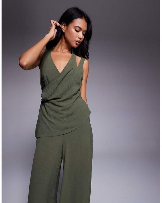 Mono Largo Escotado De Pernera Ancha Con Múltiples Tiras De ASOS de color Gray