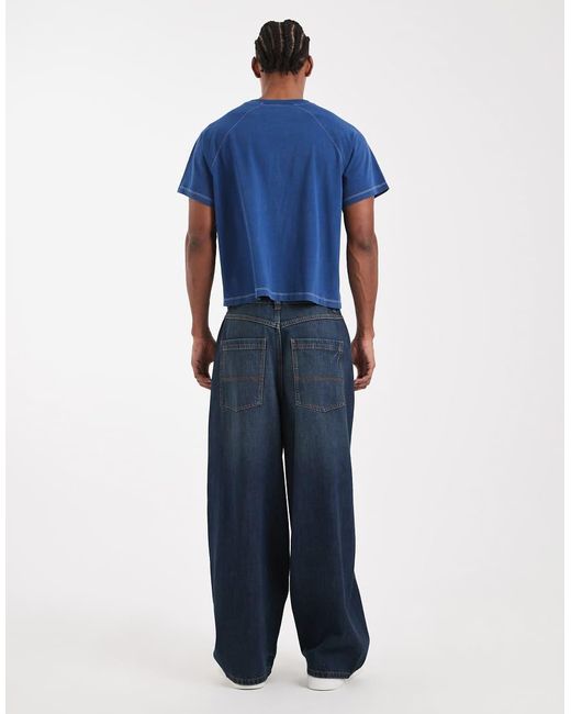 Collusion Blue Circular Design Collection Xl Balloon Jeans for men