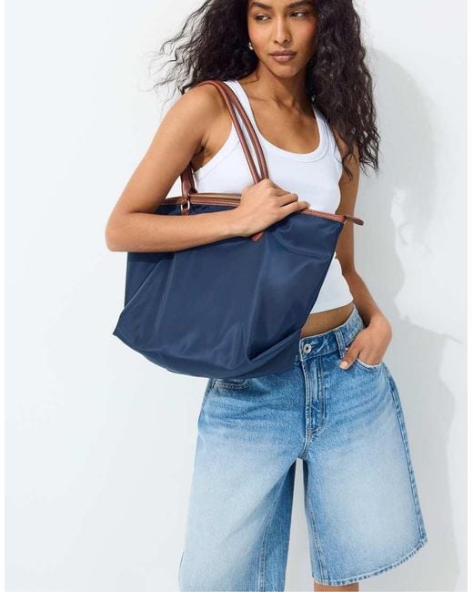Stradivarius Blue Contrast Crossbody Shopper Bag