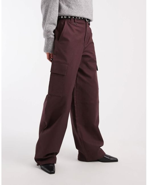 ASOS Red Balloon Pants With Utility Pocket Details