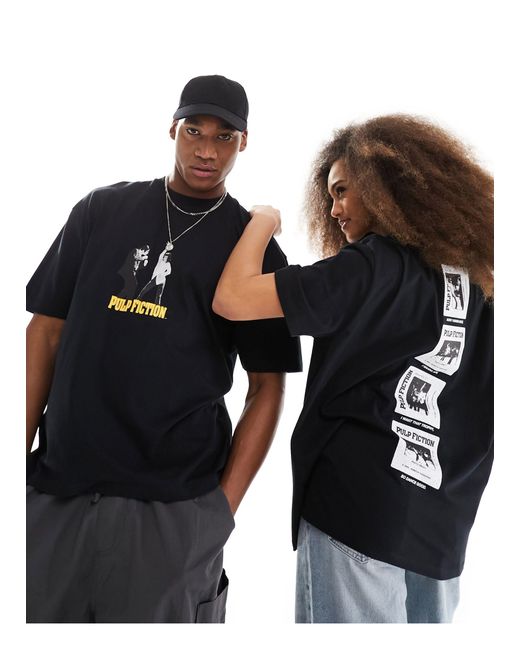 ASOS Black Unisex Oversized License T-shirt With Pulp Fiction Graphic Prints