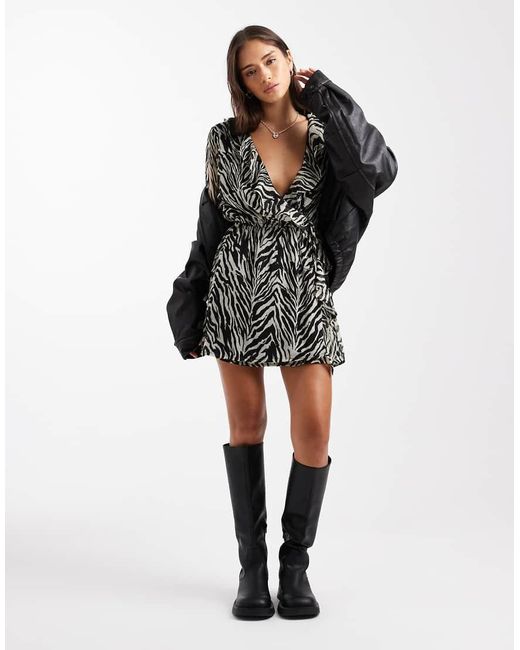 Wednesday's Girl Black Wrap Detail Mini Dress