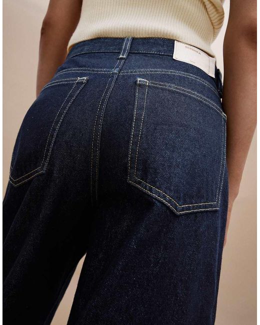Bershka Blue Wide-leg Cross-waist Jeans