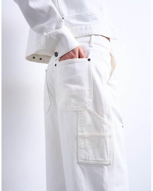 TOPSHOP White Column Mid Rise Straight Jean With Utility Pockets