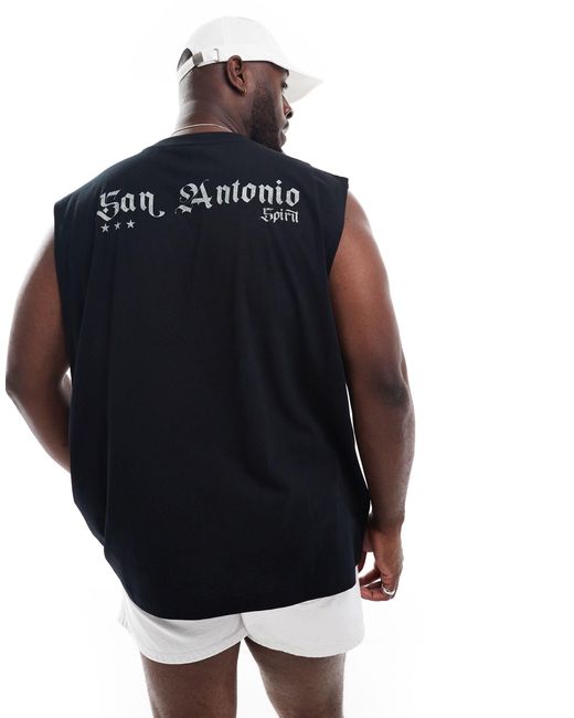 Débardeur oversize avec imprimé san antonio au dos ASOS pour homme en coloris Black