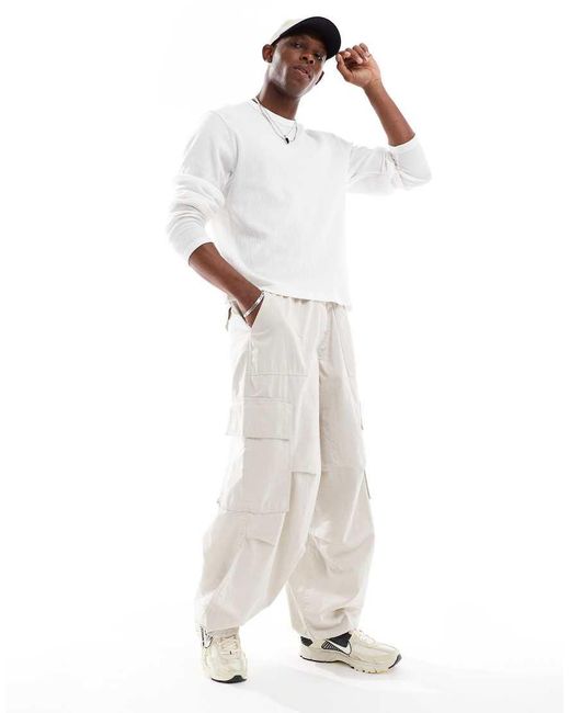 Cotton On White Long Sleeve Waffle T-shirt for men
